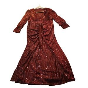 NWT Burgundy TOLEEN  4XL‎ Bling Sparkling Sequin cocktail event Maxi Sexy Dress